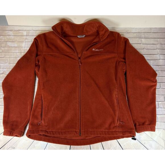 Columbia Women Orange Long Sleeve Zip Up Fleece Jacket Large - Picture 1 of 3